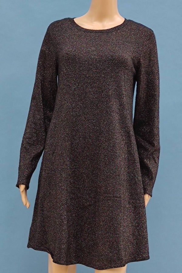 Vero Moda Kleid langarm schwarz mit bunten Glitzer Gr. L (40)