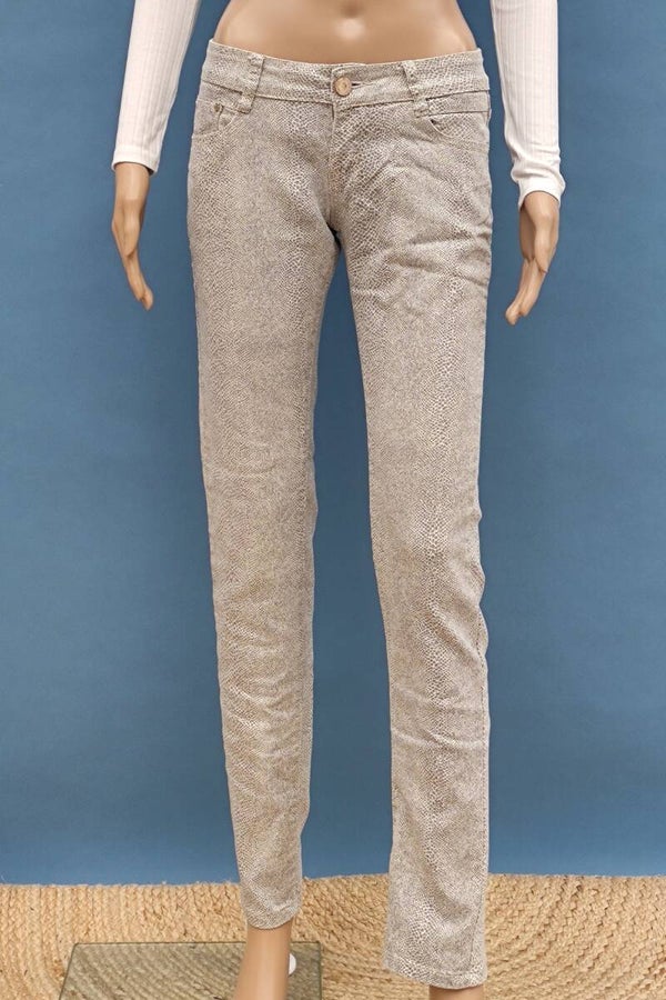 R. Jonaco skinny fit Jeanshose grau/creme gefleckt Gr. S (36)