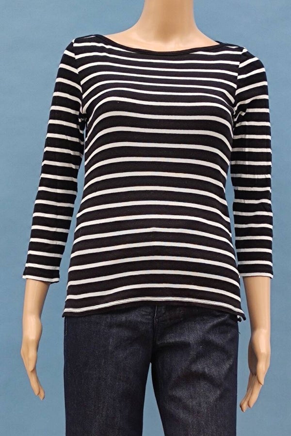 United Colors of Benetton Shirt 3/4 Arm schwarz/weiß gestreift Gr. XS (34)