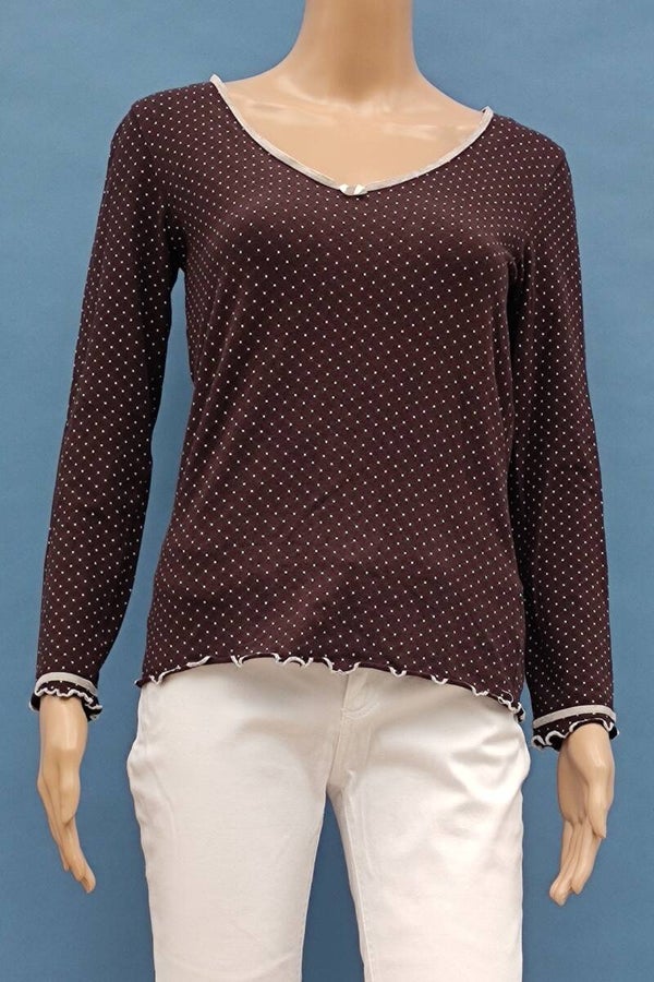 Hunkemöller Schlafshirt langarm braun gepunktet Gr. S (36)