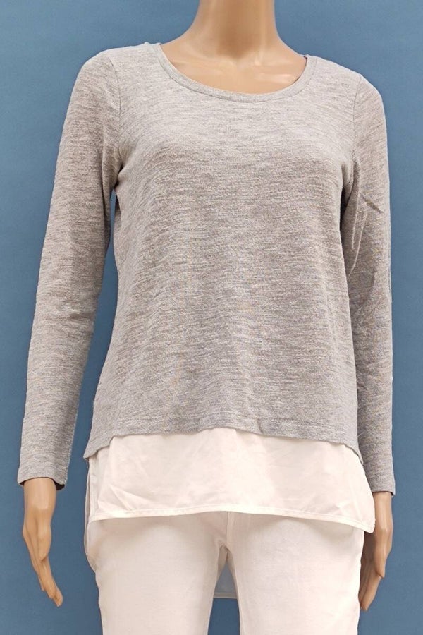 Only Pullover mit Blusensaum grau Gr. XS (34)