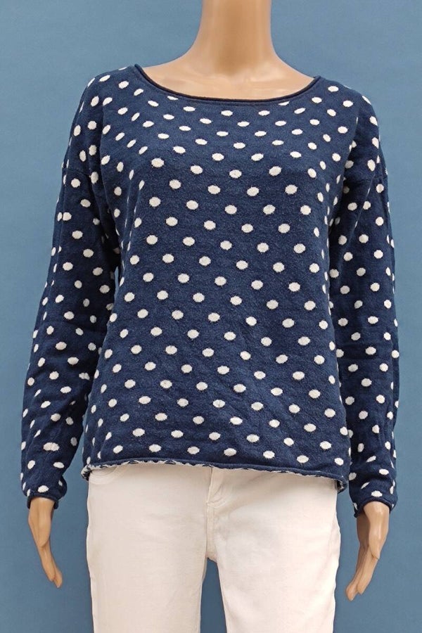 H&M Feinstrickpullover dunkelblau/weiß gepunktet Gr. M (38)