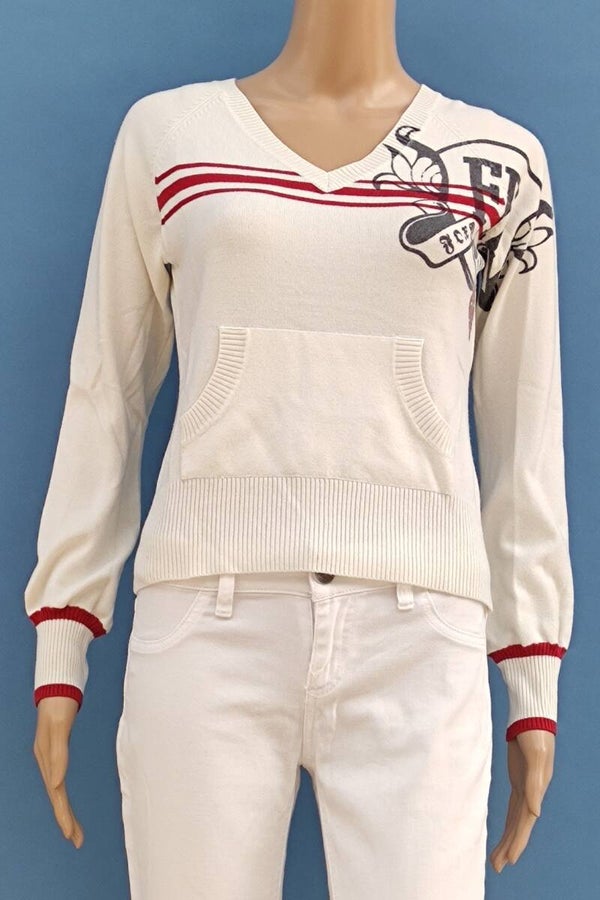 Only Feinstrickpullover creme/rot Gr. S (36)