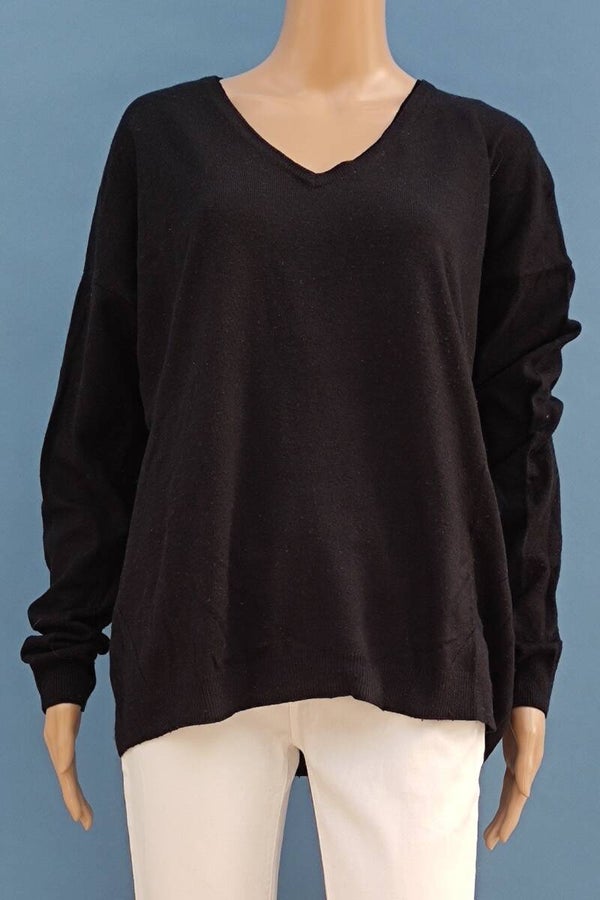 Esprit Feinstrickpullover V-Ausschnitt schwarz Gr. XL (42)