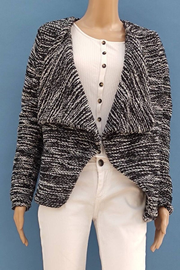 H&M Strickjacke schwarz/weiß meliert Gr. S (36)