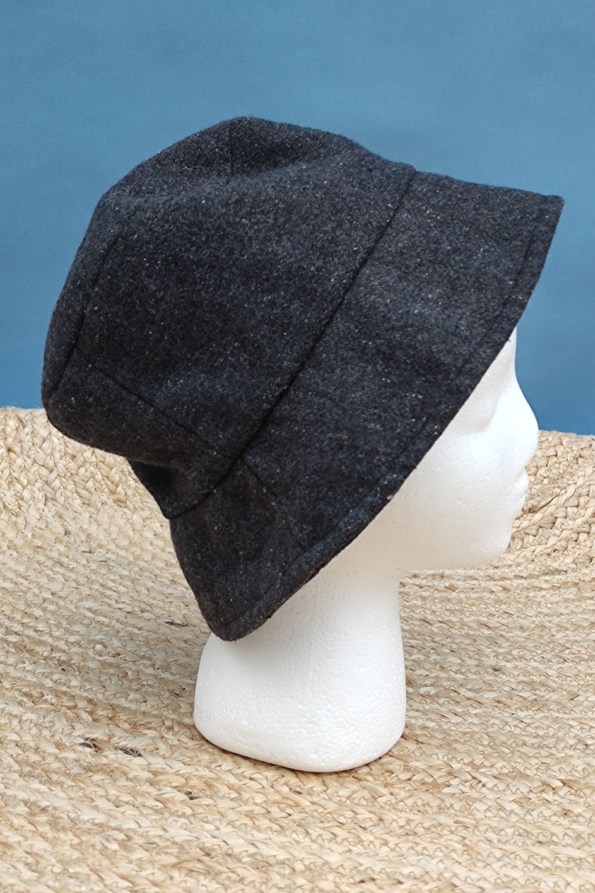 Bucket Wollhut dunkelgrau meliert