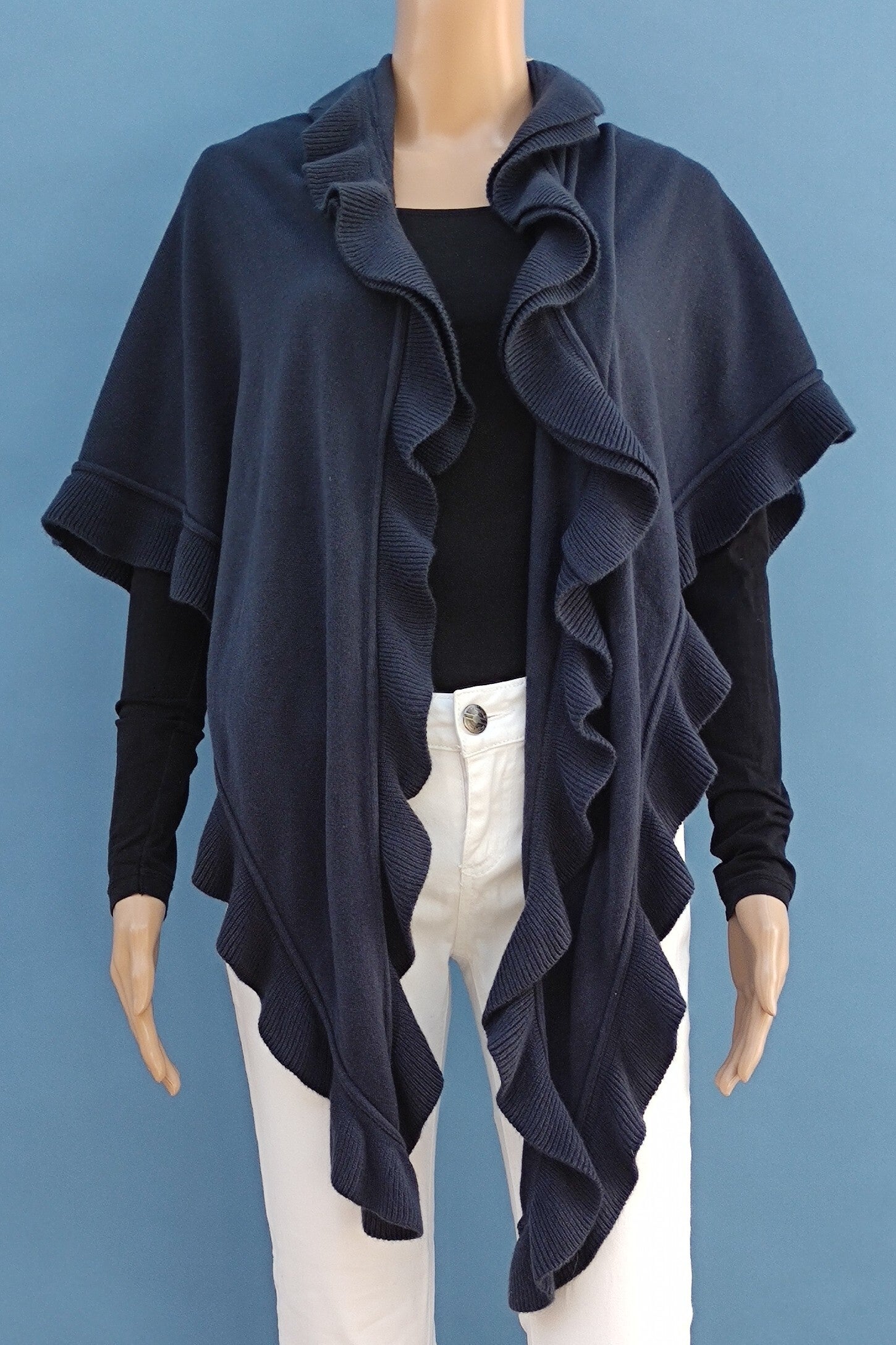 Purset Poncho Schulterschal Dreiecksschal dunkelblau