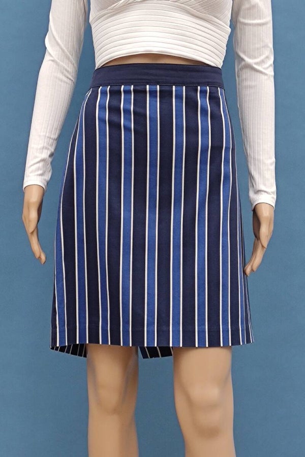 Tommy Hilfiger Midirock blau/weiß gestreift Gr. M (38)