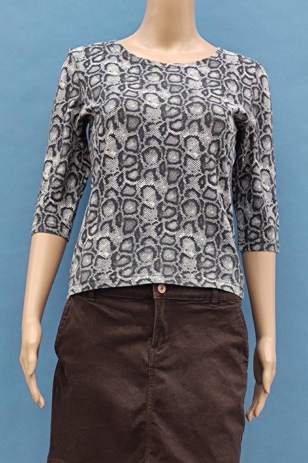 Shirt 3/4 Arm braun/schwarz mit Schlangenmuster Gr. S (36)