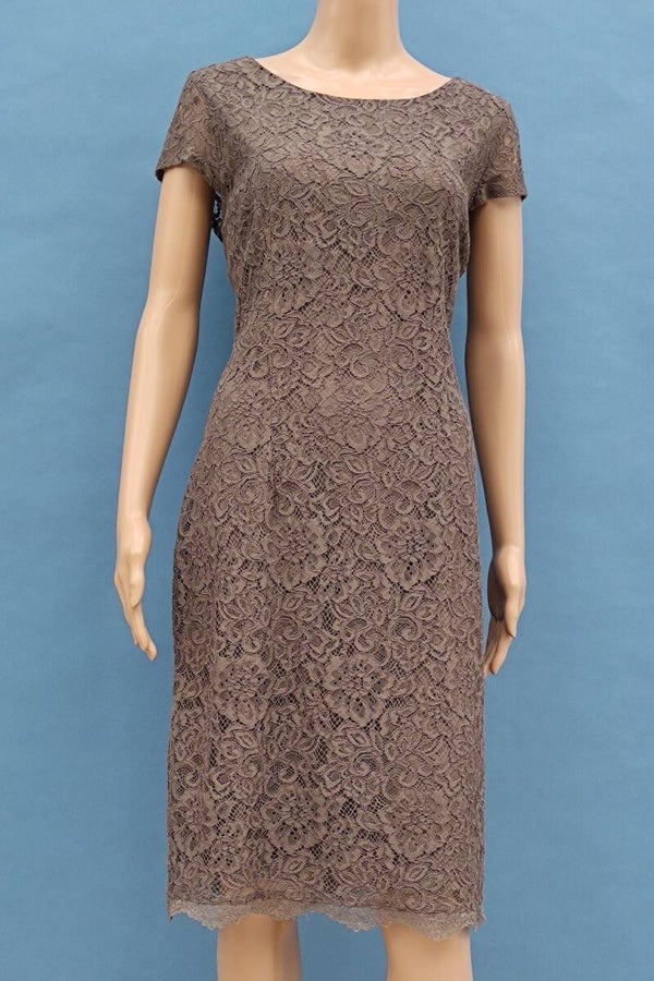 s.Oliver Kleid kurzarm mit Spitzenstoff braun Gr. L (40)