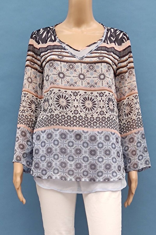 Comma, Bluse langarm bunt mit Muster Gr. S (36)