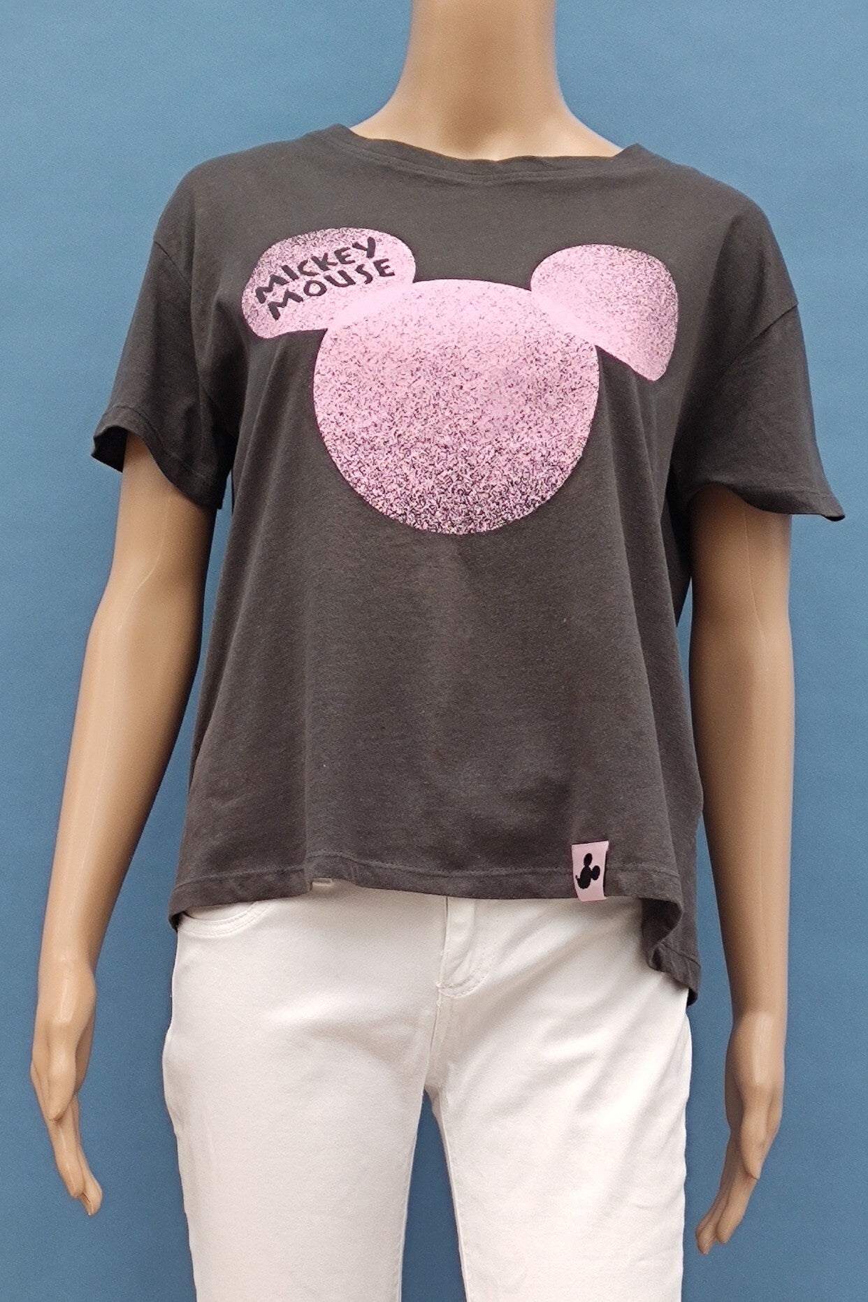 Sinsay T-Shirt braun mit Micky Maus Aufdruck Gr. S (36)