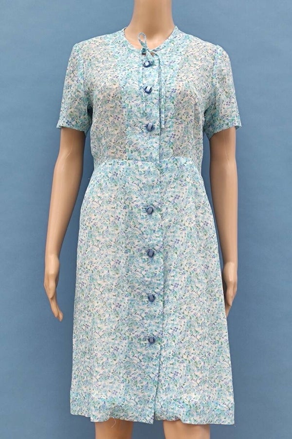 Blusenkleid kurzarm blau mit Blümchen Gr. M (38)