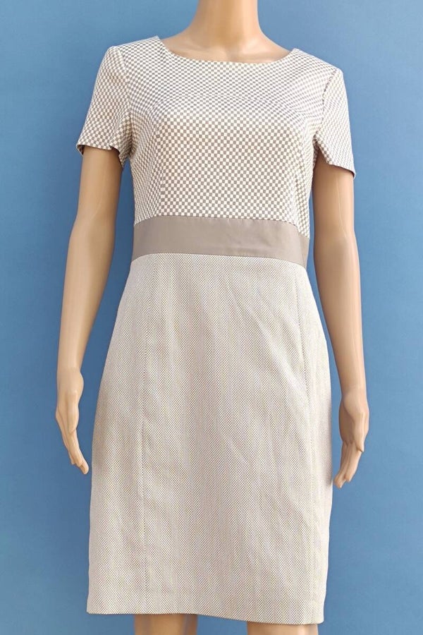 Joseph Janard Etuikleid kurzarm beige kariert Gr. S (36)