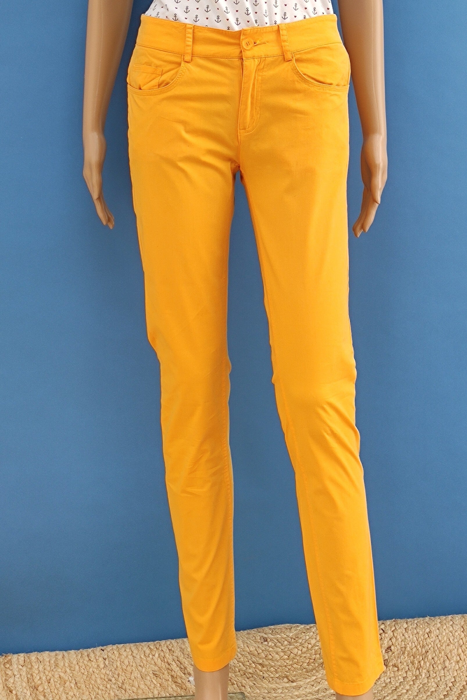 Stefanel slim fit Stoffhose gelb Gr. XS (34)