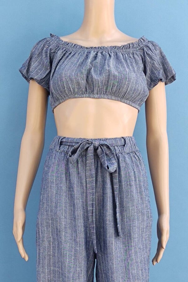 Pull&Bear bauchfreies Shirt kurzarm blau Gr. S (36)