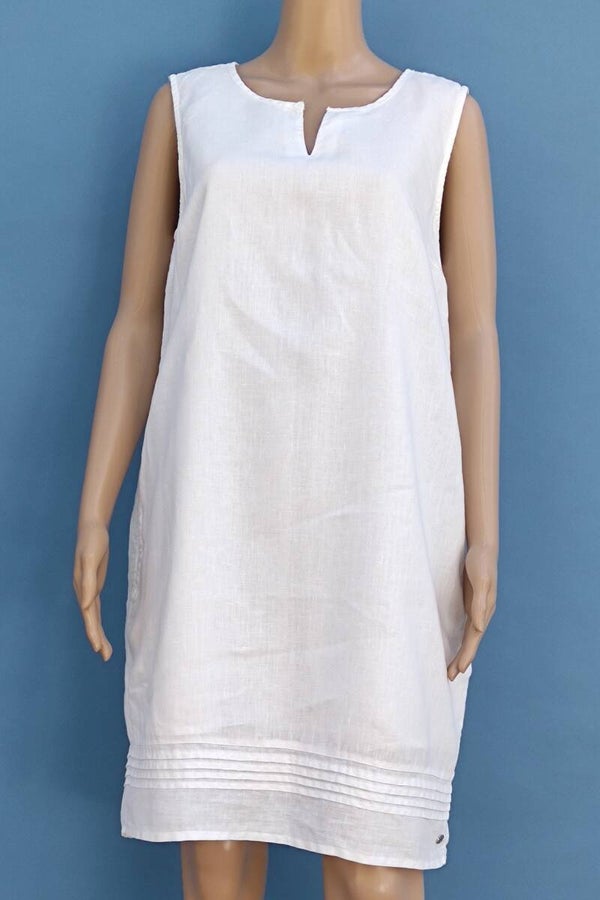 Cecil Leinenkleid ärmellos weiß Gr. XL (42)