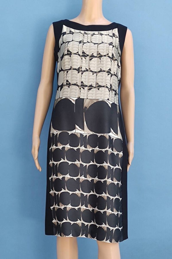 Select by Hermann Lange Kleid ärmellos schwarz/braun Gr. L (40)