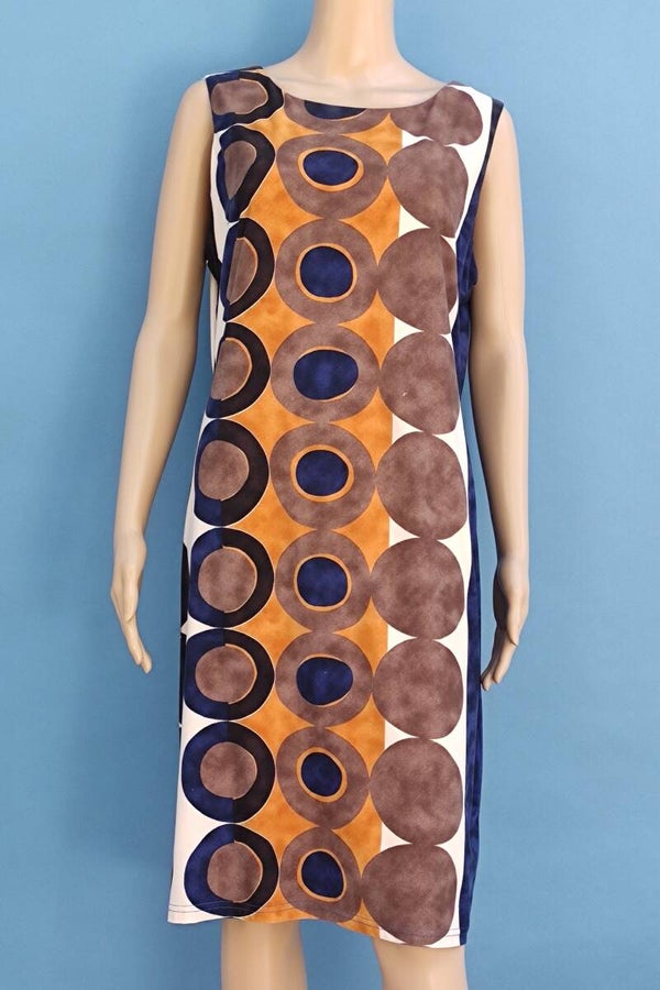Joseph Ribkoff Kleid ärmellos bunt mit Kreismuster Gr. XXL (44)