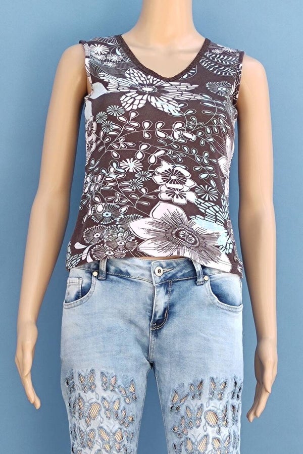 Street One Top braun/hellbraun mit Blumen Gr. XS (34)