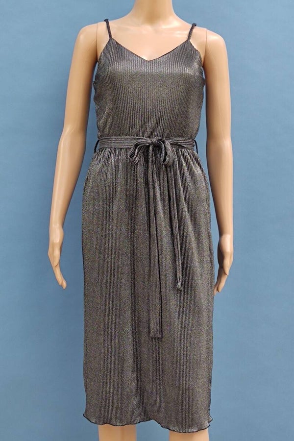 monteau los angeles Kleid ärmellos schwarz/silber Gr. S (36)