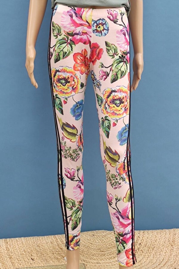 Adidas Leggins rosa/bunt mit Blumen Gr. XS (34)