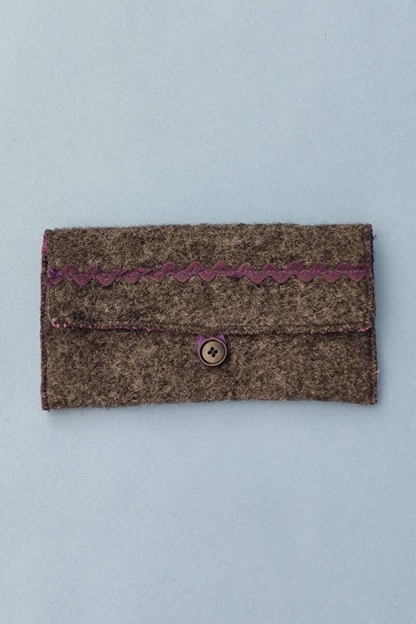 Filz Brillenetui oder Handytasche schwarz/grau/lila