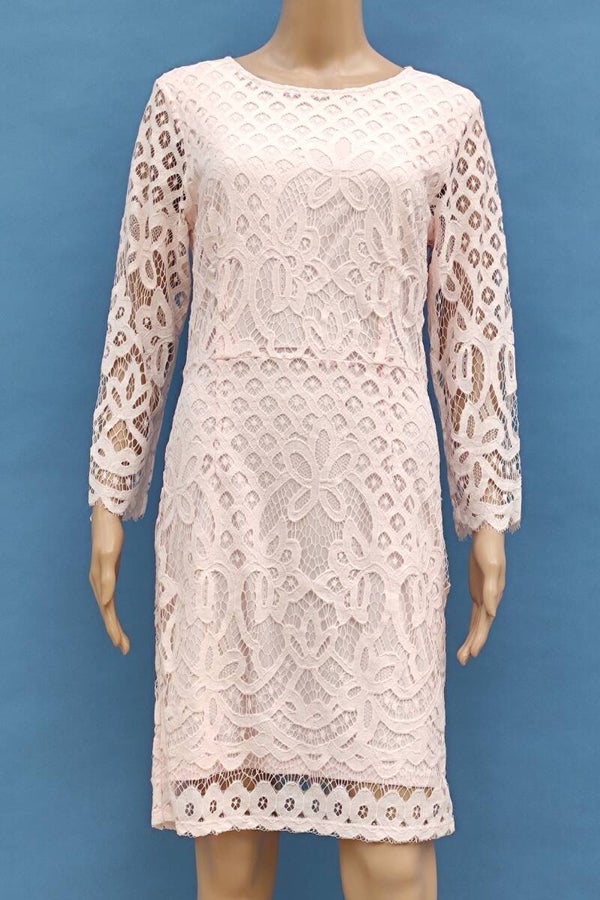 She Spitzenkleid langarm rosa Gr. S (36)