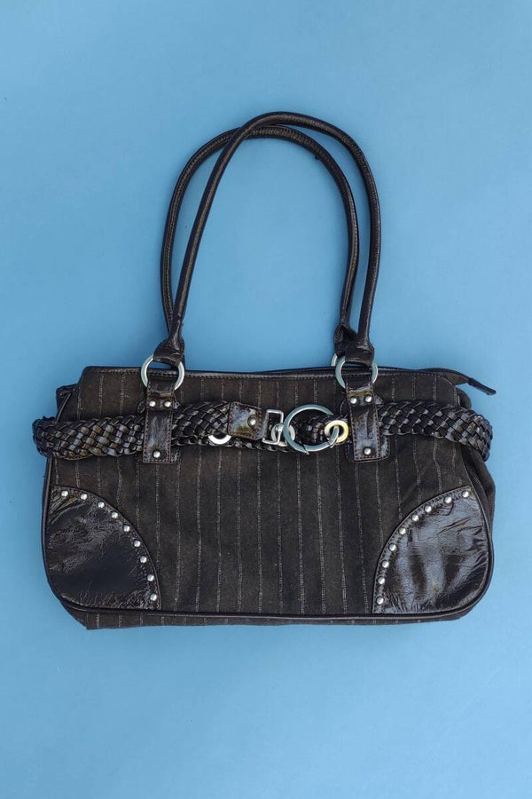 Euroline Handtasche braun mit Nadelstreifen NEU
