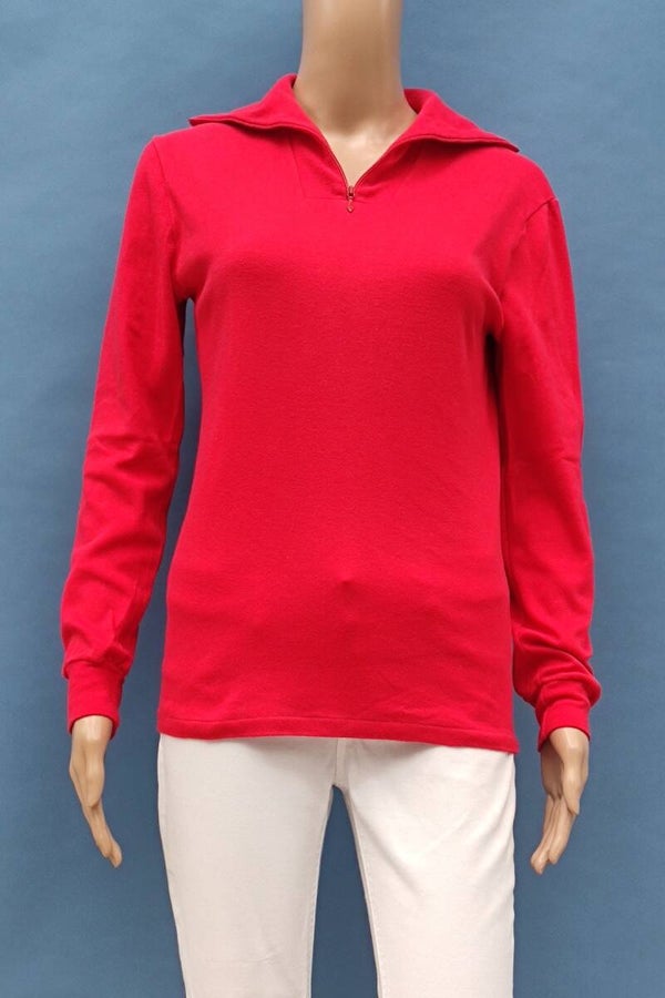 Mäser Langarmshirt rot mit Kragen Gr. S (36)