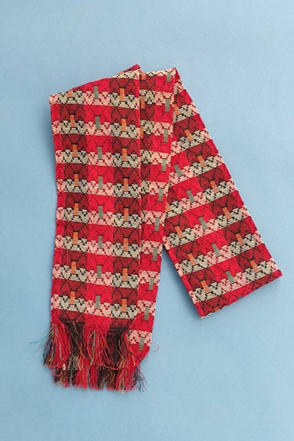 Schal mit Stickerei rot bunt mit Muster