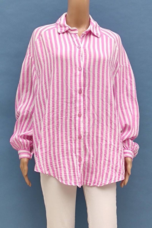 Sassyclassy Bluse weiß rosa gestreift Gr. Einheitsgröße