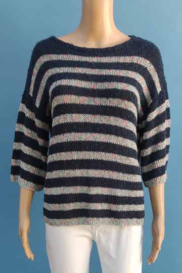 Esprit - Pullover 3/4 Arm dunkelblau/bunt Gr. XS (34)