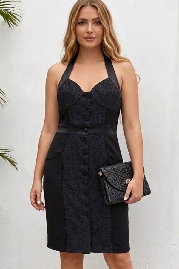 Patricia Field Neckholderkleid ärmellos schwarz Gr. M (38)