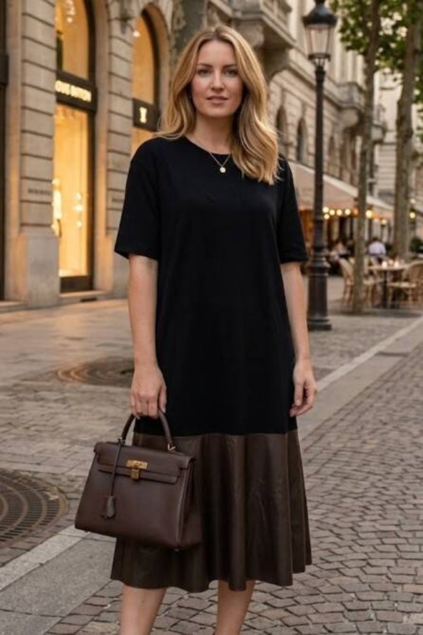 Cartoon Maxikleid kurzarm schwarz Gr. XL (42)