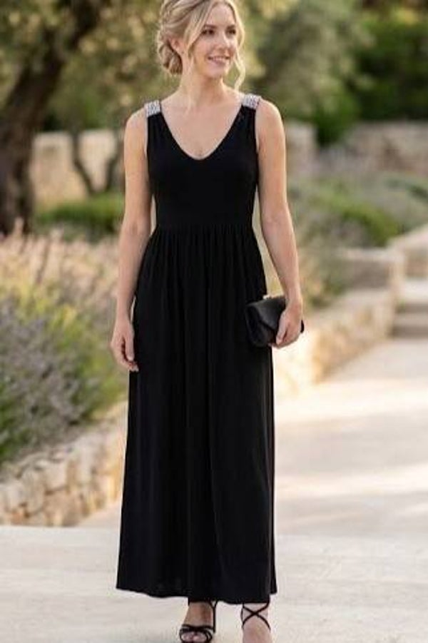 Esprit Maxi Abendkleid ärmellos schwarz Gr. M (38)