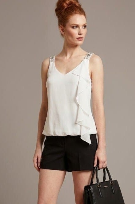 Hallhuber Bluse ärmellos weiß Gr. XS (34)