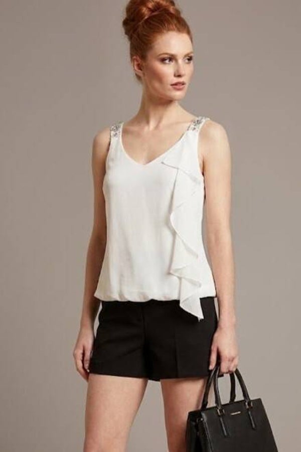 Hallhuber Bluse ärmellos weiß Gr. XS (34)