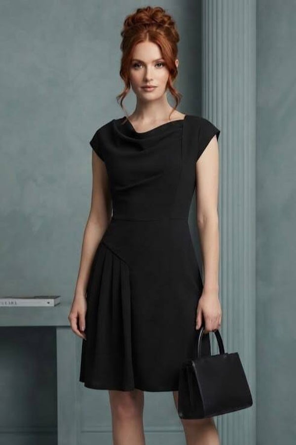 Louche Abendkleid kurzarm schwarz Gr. S (36)