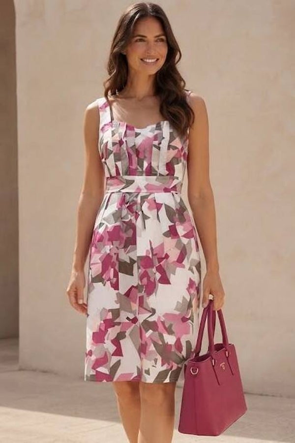 Mexx Kleid ärmellos weiß/beere/grau Gr. L (40)