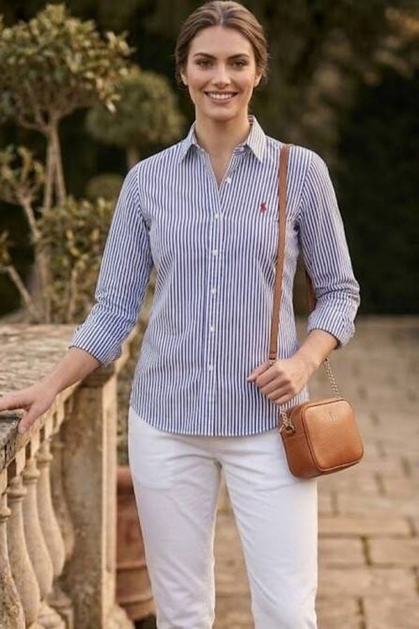 Ralph Lauren Bluse langarm blau/weiß gestreift Gr. S (36)