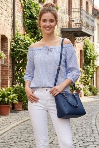 s.Oliver Bluse 3/4 Arm hellblau/weiß gestreift Gr. M (38)