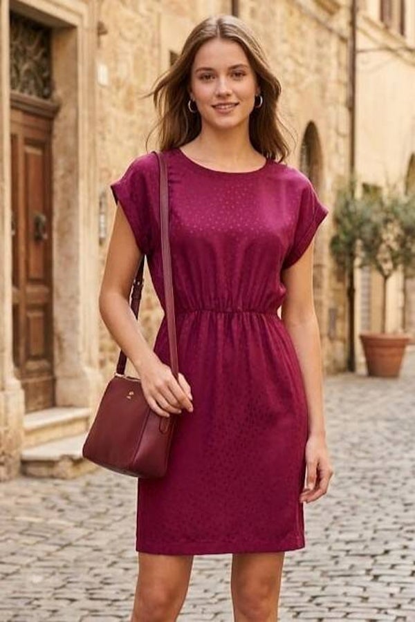Fossil Kleid kurzarm beere gepunktet Gr. XS (34)