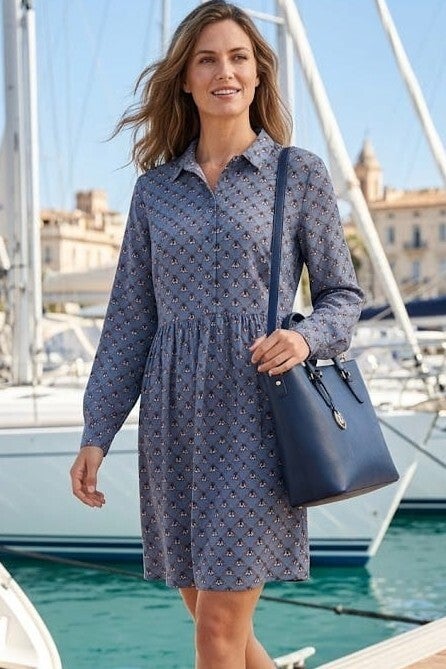 Jake*s Tunika Blusenkleid langarm blau mit Fliegen Gr. S (36)