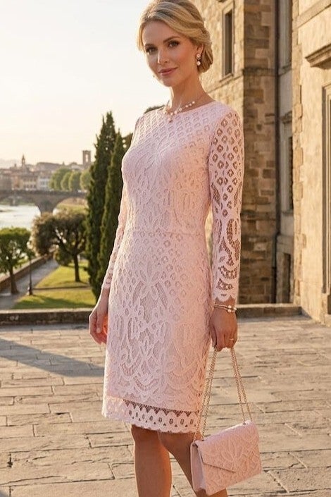 She Spitzenkleid langarm rosa Gr. S (36)
