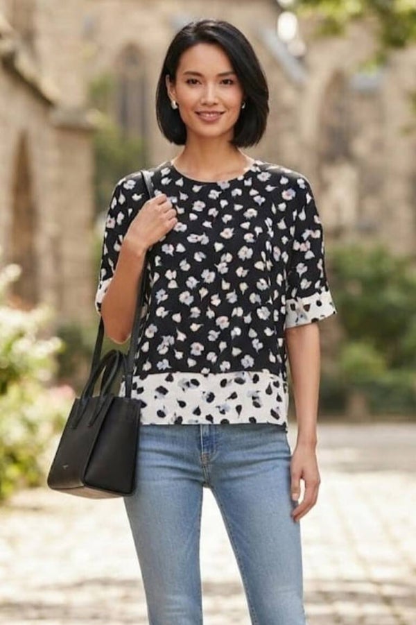 Esprit Bluse 3/4 Arm schwarz/weiß Gr. XS (34)