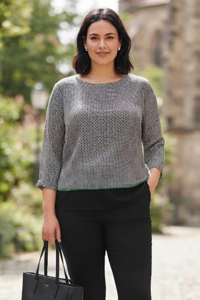 Adagio 3/4 Arm Bluse schwarz/weiß mit Muster Gr. 3XL (46)