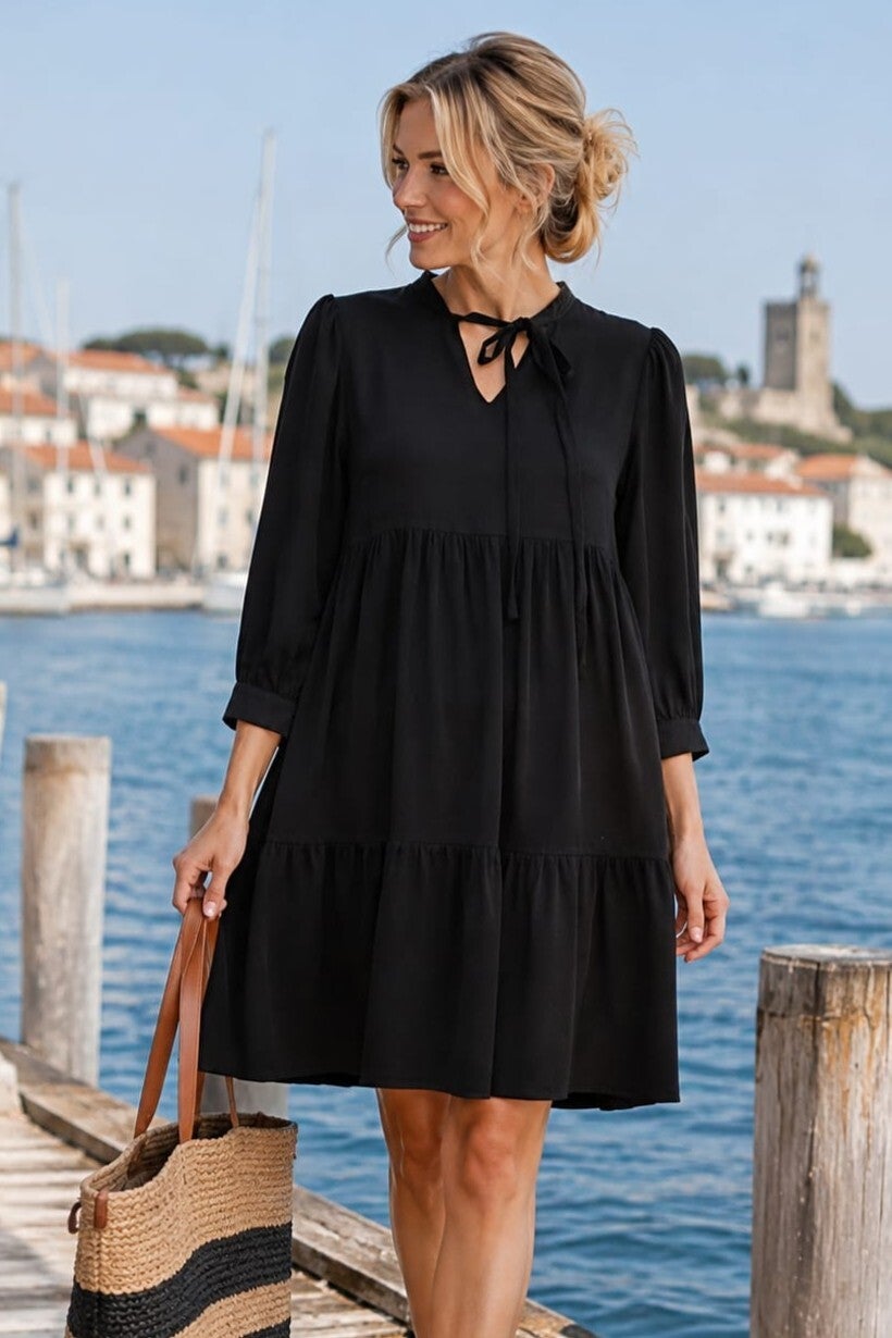 Body Flirt Tunikakleid 3/4 Arm schwarz Gr. XS (34)