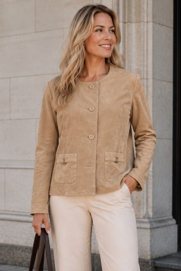 Caren Pfleger Lederjacke beige Gr. L (40)