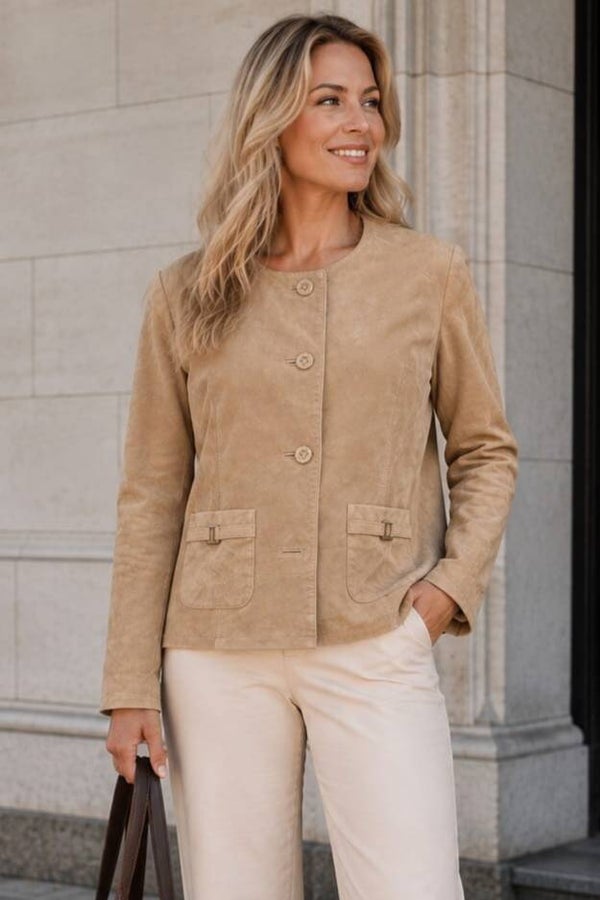 Caren Pfleger Lederjacke beige Gr. L (40)
